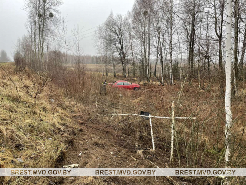 В Столинском районе BMW оказался в кювете